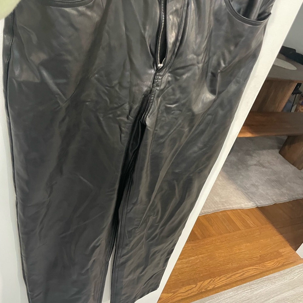 Abercrombie & Fitch Black Ultra High Rise Leather Pants